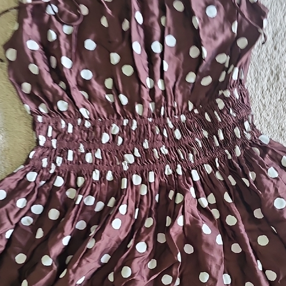 LOFT Brown and White Polka Dot Womens Dress - Picture 4 of 9